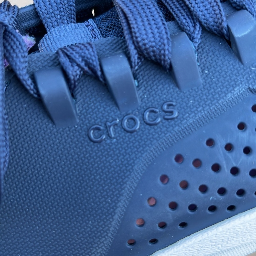 Crocs Lace Up Shoes Lite Ride Navy Blue Women’s Size 8 Sneakers Travel - Picture 3 of 10